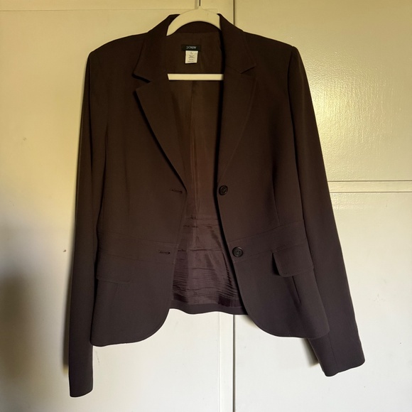 J. Crew Brown 100% Wool Blazer 2 button Size 10 Tall Corpcore Career - Picture 3 of 11